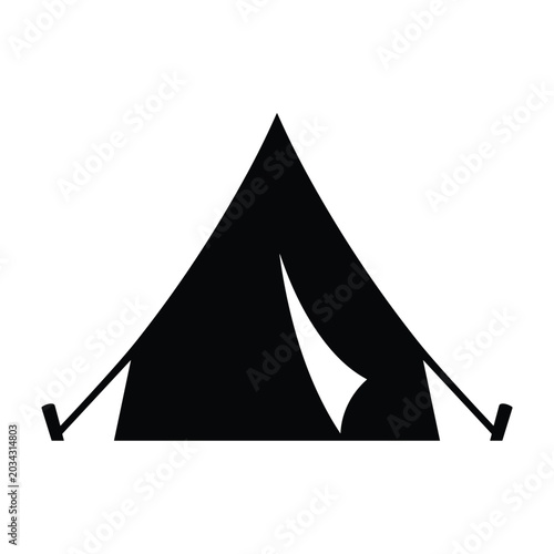 Minimalist camping tent icon for outdoor adventure and travel websites