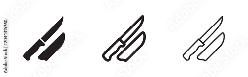 Bilde på lerret Knife with sheath icons set