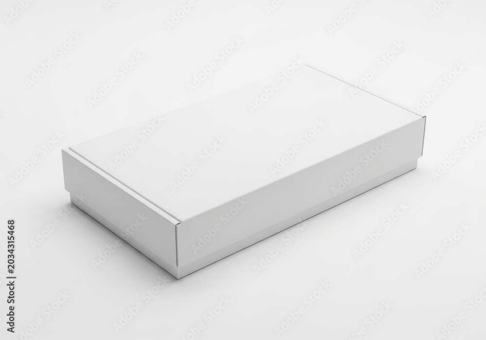 Naklejka premium Minimalist modern metallic rectangular box with angled edges isolated on white background