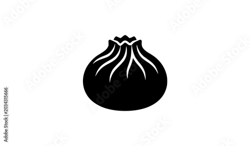 Schilderij op canvas Black silhouette dumpling icon: traditional Chinese or Japanese steamed bao, mom