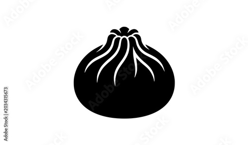 Fotografie Black silhouette dumpling icon: traditional Chinese or Japanese steamed bao, mom
