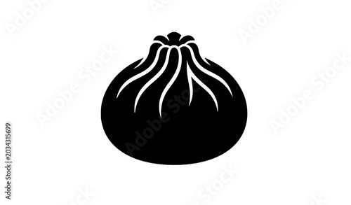 Obraz na płótnie Traditional dumpling silhouette vector: steamed bao, momo, or dim sum icon for f