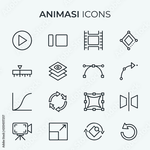 Minimalist Motion Graphics and Animation Line Icon Set