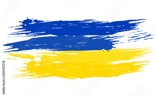 Isolated design component, illustration of the Ukrainian flag in grunge style