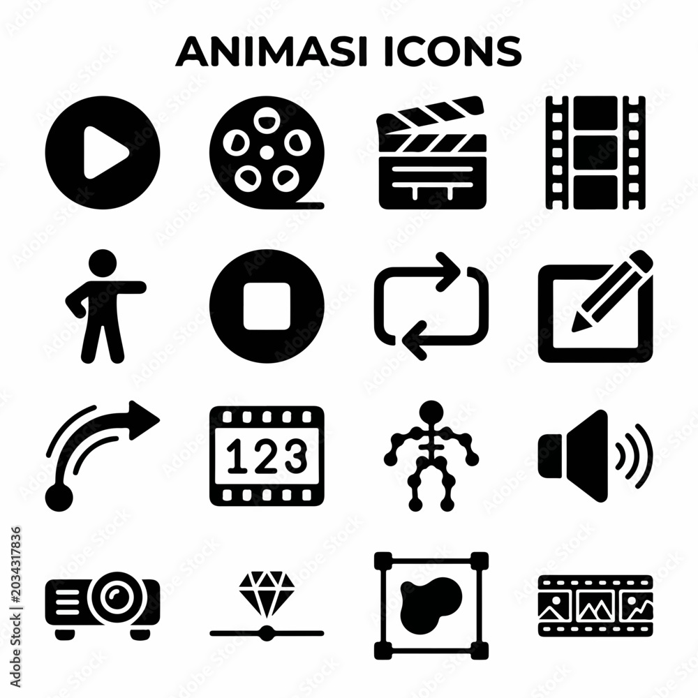 Obraz premium Set of 16 Professional Animation and Video Production Icons