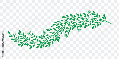 Elegant Green Botanical Flourish Branch Vector. Nature Leaf Ornament Design for Decor, Invitations Organic Branding