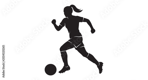 Foto Female soccer player silhouette against a white background