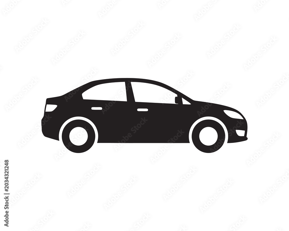 Fototapeta premium Black car silhouette side view