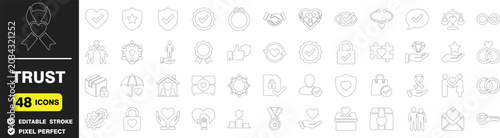 Schilderij op canvas Trust and Loyalty Editable Line Icons Vector Illustration