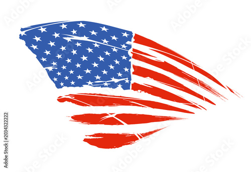 Isolated design element, grunge style USA flag drawing