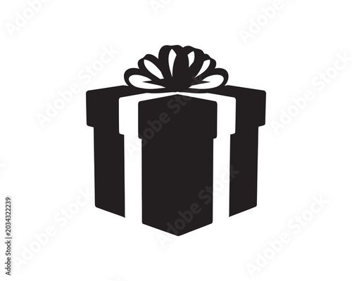 Black gift box icon with bow