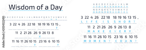 Foto Wisdom of a Day cryptogram with inspirational quotes