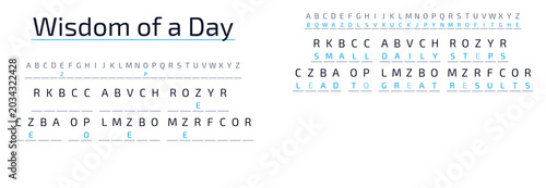 Fotografi Wisdom of a Day cryptogram with letters and symbols in blue design