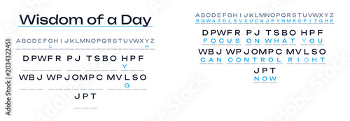 Bild auf Leinwand Wisdom of a Day cryptogram with encoded phrases and key