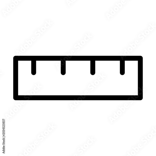 Foto Black Straight Ruler Icon Isolated on White Background Vector Illustration