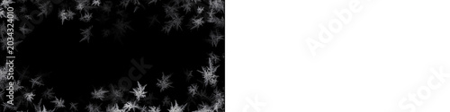 Φωτογραφία Frosty snowflake frame with white crystalline patterns on edges over dark and transparent alpha background