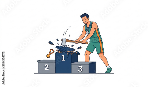 Photos Conceptual runner up destroying winner podium vector design symbolizing rivalry