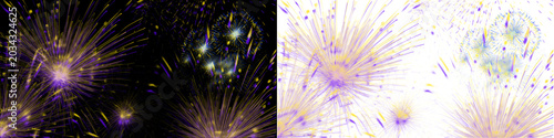 Photos Purple and gold fireworks ignite night sky with dazzling bursts, creating a festive and magical ambiance
