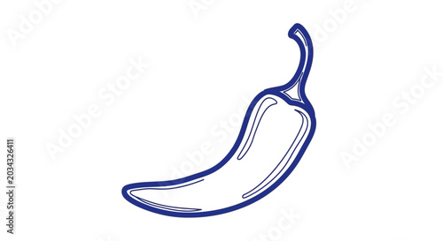 Chili pepper icon in minimalist line art style for restaurant menu