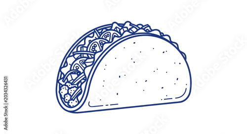 Taco Icon Line Art Illustration on White Background