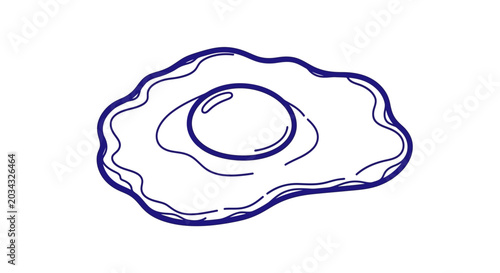 Fried egg doodle sketch in blue line art style
