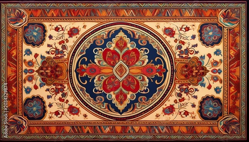 exquisite persian rug with intricate floral and geometric patterns