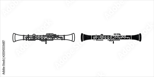 Foto Black and white clarinet instrument diagram comparison