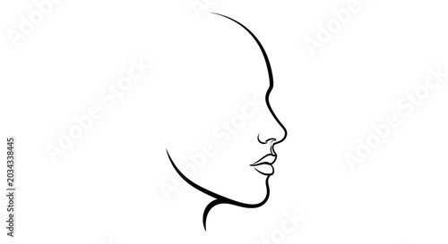 Bild auf Leinwand Woman Face Profile Line Drawing Portrait.