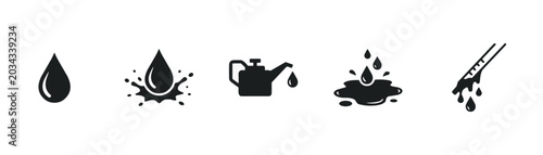 Liquid Drop and Oil Icon Set