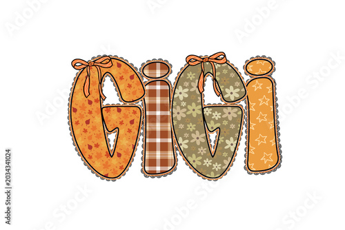  Thanksgiving Floral Patchwork Lettering Gigi Sublimation Design