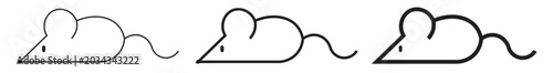 Fotografía Minimalist mouse line icons set, simple rodent vector illustrations with varying