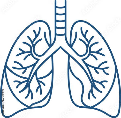 Tableau sur toile Human lungs flat line icon