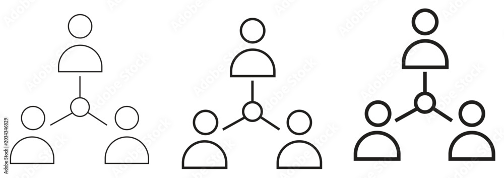 Εκτύπωση καμβά Minimalist organizational chart icons, business hierarchy vector set with three