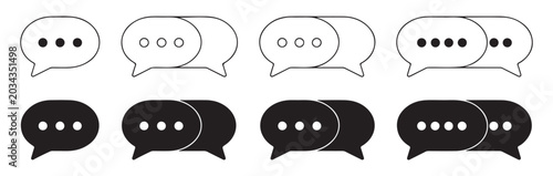 Chat icon set. speech bubble linear and solid icon. dialog box message icon.