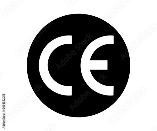 CE sign. European Union standards illustration on transparent background. 