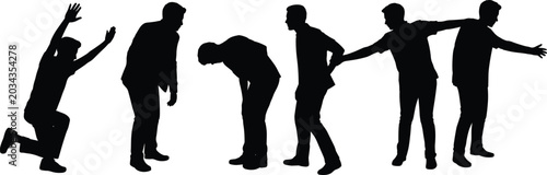 Fotografie Human silhouette collection showing emotional body language gestures and express