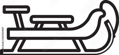 Картината върху платно Minimalist black and white line art illustration of a snowmobile for winter adve