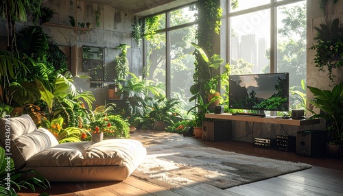 Serene Indoor Garden Room with Natural Light.