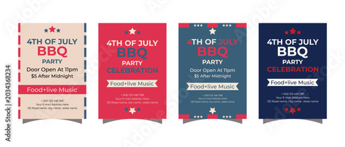 Tableau sur toile 4th of July BBQ Party Independence Day USA Celebration Flyer
