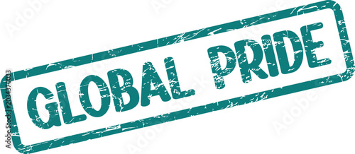 Fotografie Green grunge rectangular stamp proclaiming global pride message for worldwide un