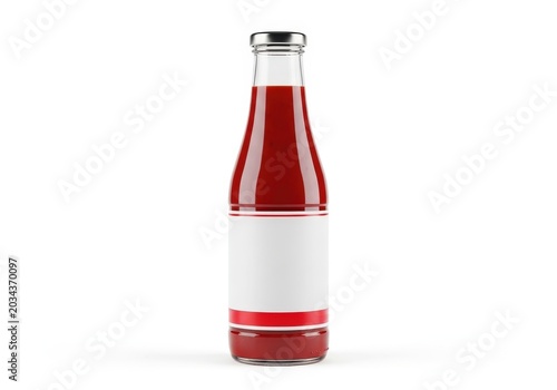 Classic glass bottle filled with red liquid