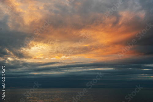 Bright sunset over the sea.