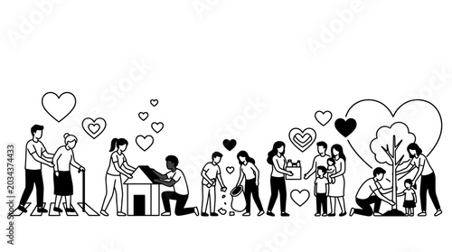 Canvastavla Diverse group of volunteers engaged in community service and charity activities