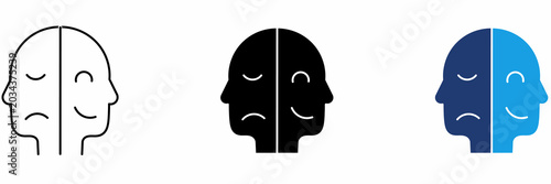 Tableau sur toile Mental Health Bipolar Disorder and Mood Swings Icons