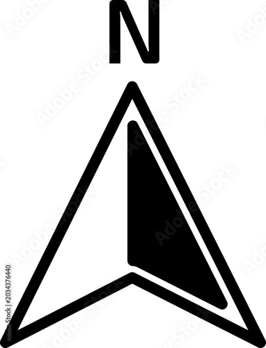 Foto Black compass icon representing navigation, direction finding, travel guidance,