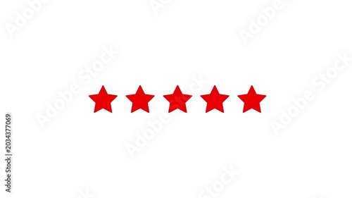 Five star rating icon animated video, animation video isolated on alpha channel background. Special with rating star icon animation.