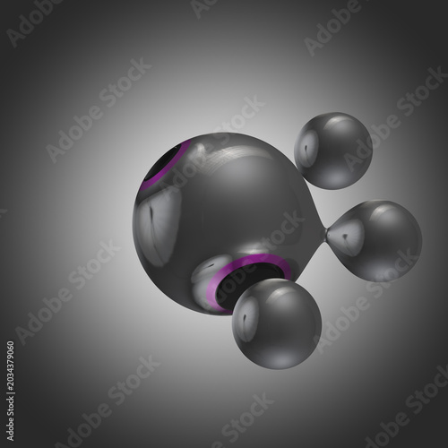 Glossy glass silver liquid organic metaballs