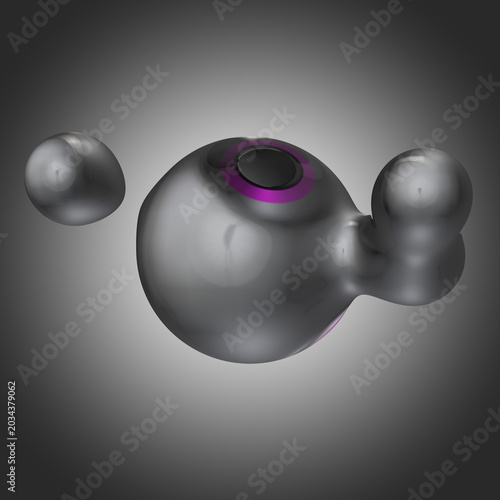 Glossy glass silver liquid organic metaballs