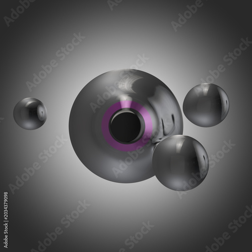 Glossy glass silver liquid organic metaballs