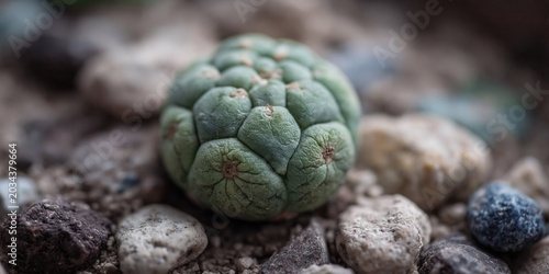 peyote - psychedelic succulent plant growing in arid desert landscape